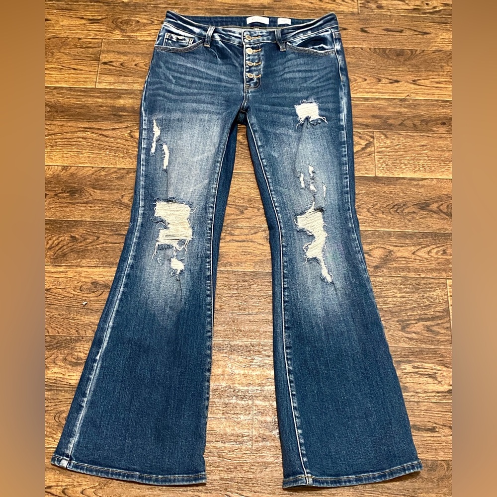 KanCan Signature Mid Rise Button Fly Flare Jeans Sz 29